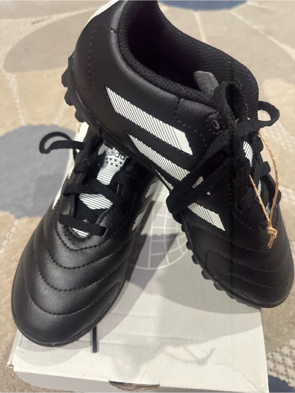adidas Kids Black and White Soccer Sneakers